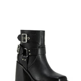 Azalea Wang Scooter Moto Heeled Booties for Women in Black