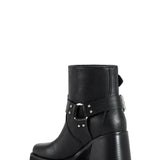 Azalea Wang Scooter Moto Heeled Booties for Women in Black