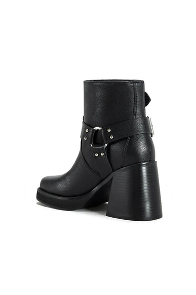 Azalea Wang Scooter Moto Heeled Booties for Women in Black