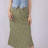 Ditsy Floral Midi Skirt for Women in Avocado | 71063-AVOCADO