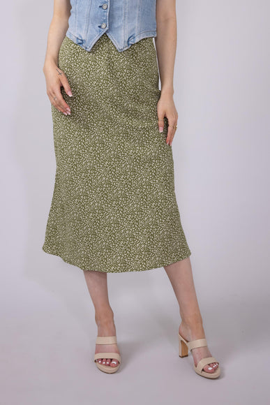 Ditsy Floral Midi Skirt for Women in Avocado | 71063-AVOCADO