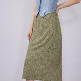 Ditsy Floral Midi Skirt for Women in Avocado | 71063-AVOCADO