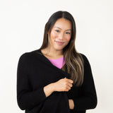 Shaker Stitch Cardigan for Women in Black