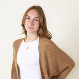 Shaker Stitch Cardigan for Women in Camel