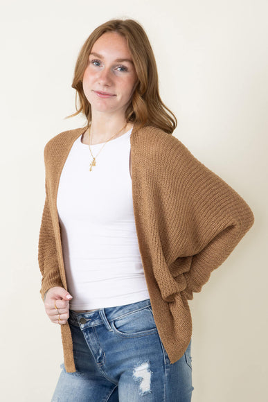 Shaker Stitch Cardigan for Women in Camel