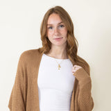 Shaker Stitch Cardigan for Women in Camel