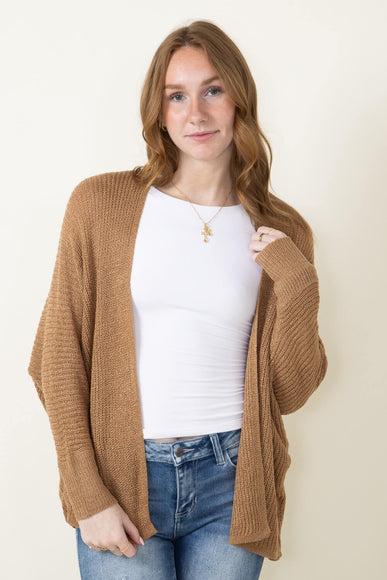 Shaker Stitch Cardigan for Women in Camel