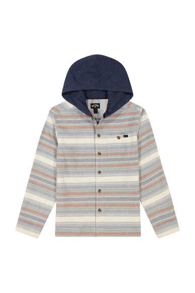 Billabong Youth Baja Flannel Hooded Shirt for Boys in Slate Blue