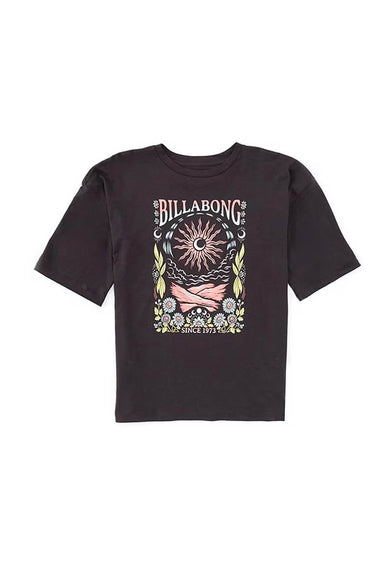 Billabong Youth Full Sun Graphic T-Shirt for Girls in Black Sands