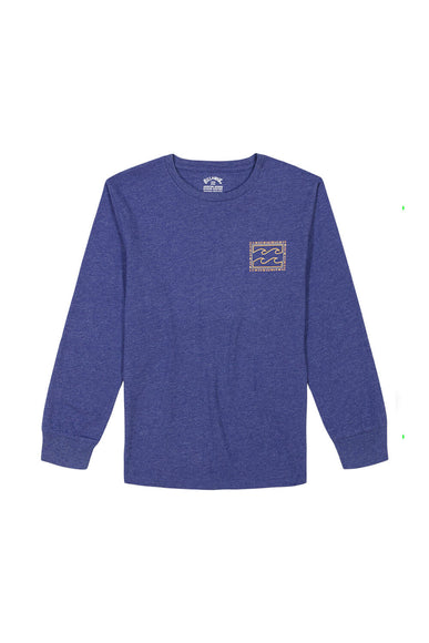 Billabong Youth Crayon Wave Square Graphic Long Sleeve T-Shirt for Boys in Deep Royal Heather