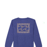 Billabong Youth Crayon Wave Square Graphic Long Sleeve T-Shirt for Boys in Deep Royal Heather