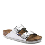 Birkenstock Arizona Soft Footbed Sandals for Women in Metallic Silver