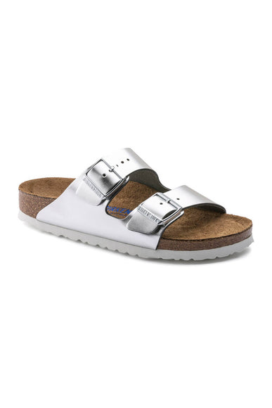 Birkenstock Arizona Soft Footbed Sandals for Women in Metallic Silver