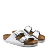 Birkenstock Arizona Soft Footbed Sandals for Women in Metallic Silver