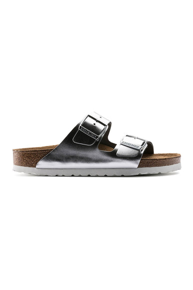 Birkenstock Arizona Soft Footbed Sandals for Women in Metallic Silver