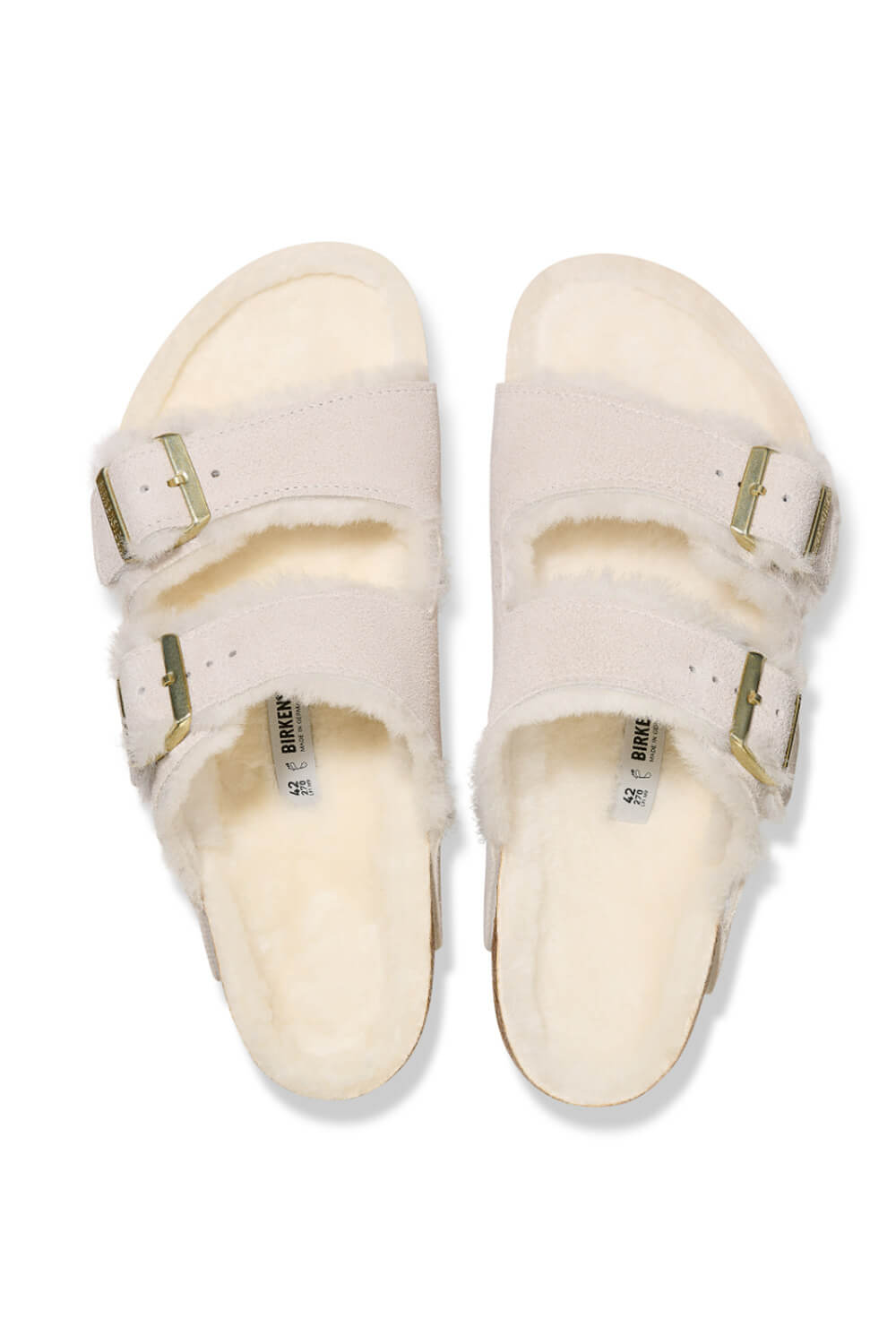 Birkenstock Women's Arizona Shearling Sandals - Plaid White Wool