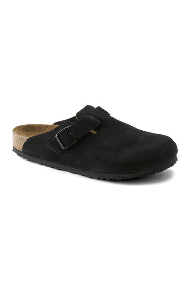 Birkenstock Boston Suede Soft Footbed Clogs for Women in Black