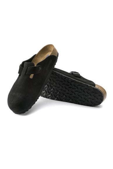 Birkenstock Boston Suede Soft Footbed Clogs for Women in Black