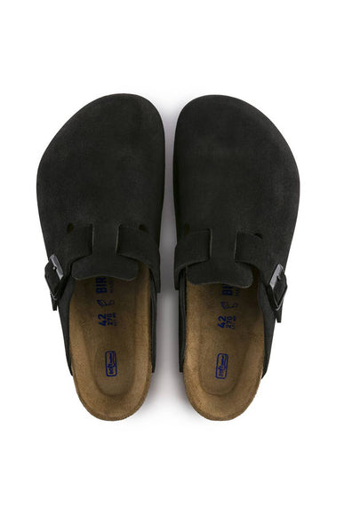 Birkenstock Boston Suede Soft Footbed Clogs for Women in Black