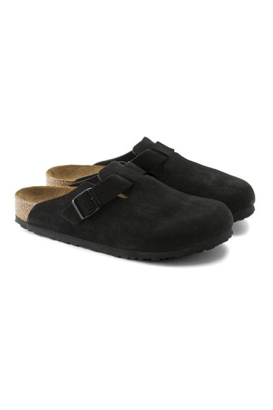 Birkenstock Boston Suede Soft Footbed Clogs for Women in Black