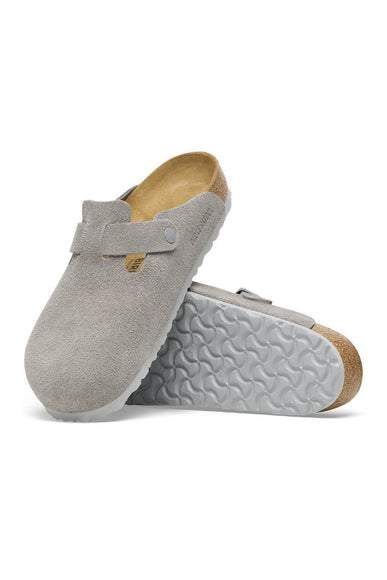 Birkenstock Boston Suede Clogs for Women in Stone Coin