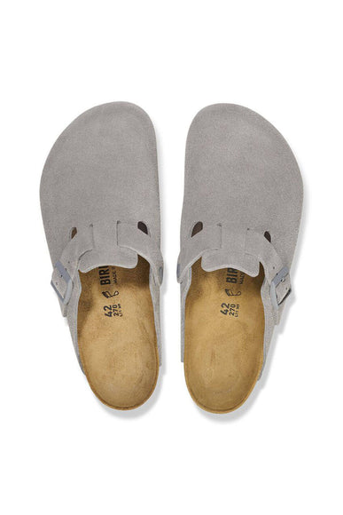 Birkenstock Boston Suede Clogs for Women in Stone Coin