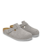 Birkenstock Boston Suede Clogs for Women in Stone Coin