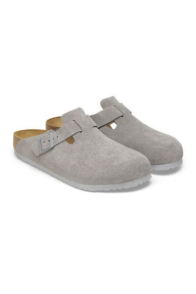 Birkenstock Boston Suede Clogs for Women in Stone Coin