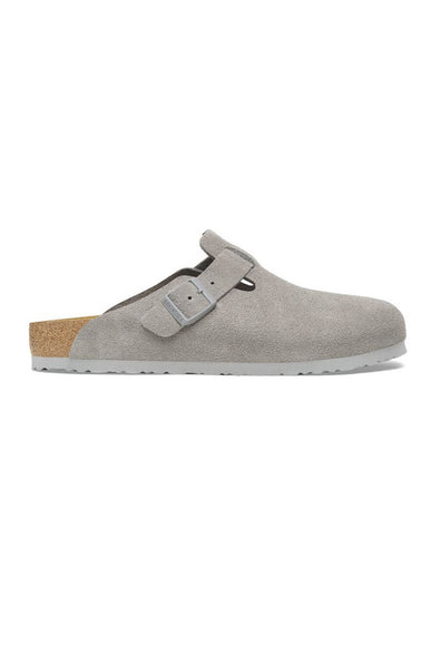 Birkenstock Boston Suede Clogs for Women in Stone Coin