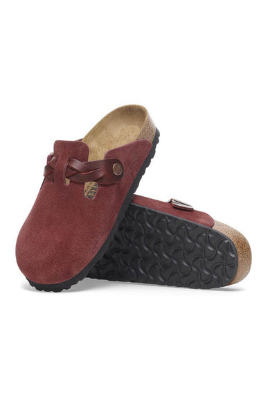 Birkenstock Boston Braided Suede Leather Clogs for Women in Zinfandel