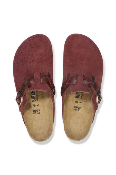 Birkenstock Boston Braided Suede Leather Clogs for Women in Zinfandel