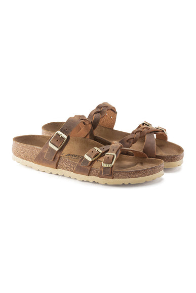 Birkenstock Franca Oiled Leather Braided Sandals for Women in Cognac