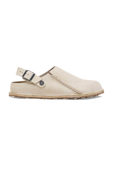 Birkenstock Lutry Premium Suede Leather Clogs for Women in Eggshell