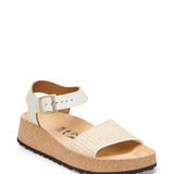 Papillio by Birkenstock Glenda Raffia Leather Sandals for Women in Natural/White