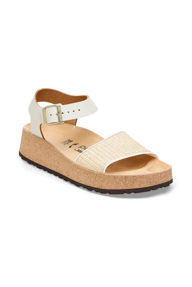 Papillio by Birkenstock Glenda Raffia Leather Sandals for Women in Natural/White