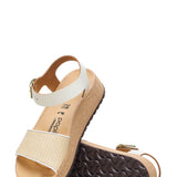 Papillio by Birkenstock Glenda Raffia Leather Sandals for Women in Natural/White