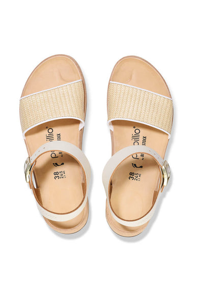 Papillio by Birkenstock Glenda Raffia Leather Sandals for Women in Natural/White