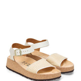 Papillio by Birkenstock Glenda Raffia Leather Sandals for Women in Natural/White