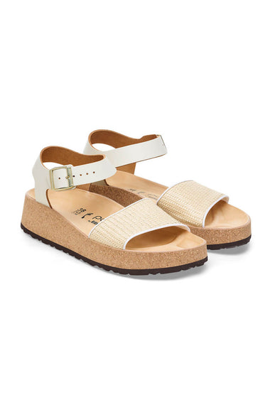 Papillio by Birkenstock Glenda Raffia Leather Sandals for Women in Natural/White