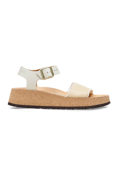 Papillio by Birkenstock Glenda Raffia Leather Sandals for Women in Natural/White