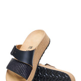 Papillio by Birkenstock Almina Raffia Leather Sandals for Women in Black
