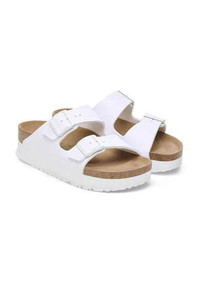 Papillio by Birkenstock Arizona Platform Vegan Birko-Flor Sandals for Women in White