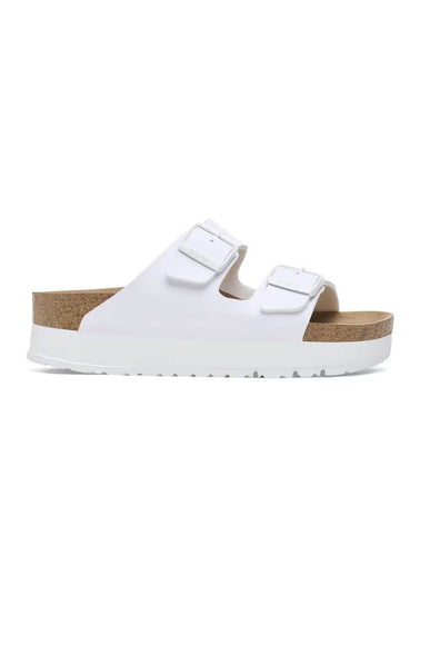 Papillio by Birkenstock Arizona Platform Vegan Birko-Flor Sandals for Women in White