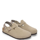 Birkenstock Tokio Suede Clogs for Women in Taupe