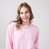 Blu Pepper Crewneck Ribbed Knit Shirt for Women in Rose