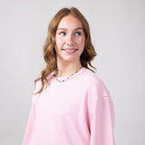 Blu Pepper Crewneck Ribbed Knit Shirt for Women in Rose