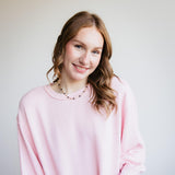 Blu Pepper Crewneck Ribbed Knit Shirt for Women in Rose