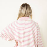 Bucketlist Collared Oversized Stripe Button Up Shirt for Women in Pink