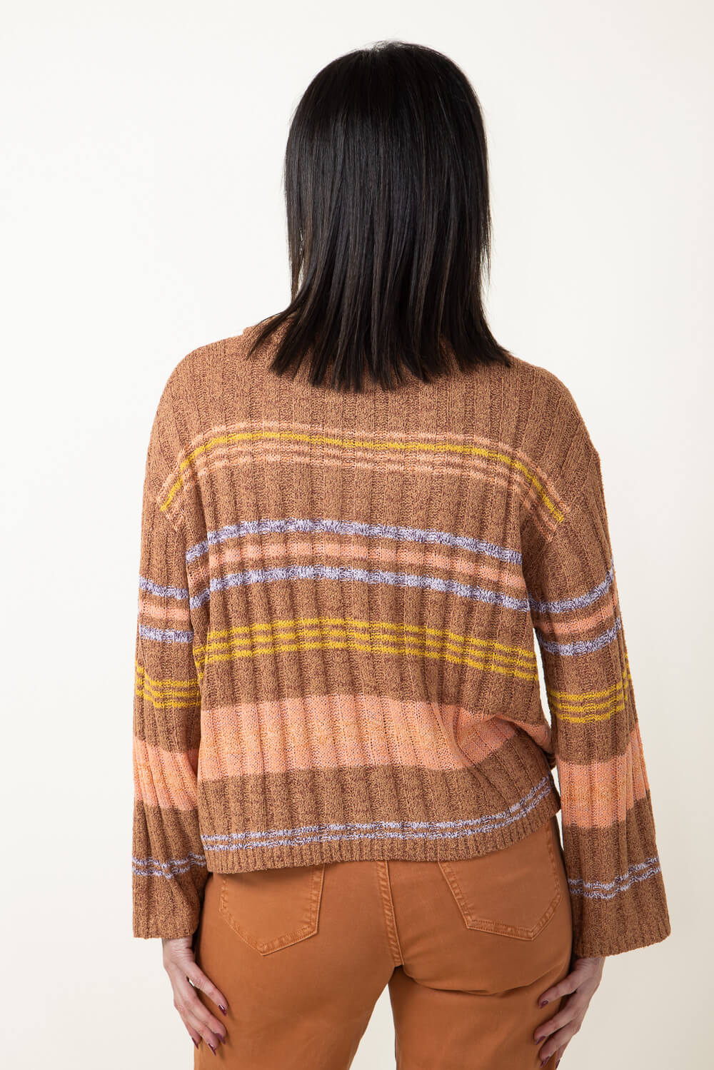 By Together Multi Stripe Sweater for Women in Brown