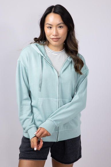 C&C California Mercy Longline Sunwashed Beach Terry Hoodie Jacket for Women in Blue